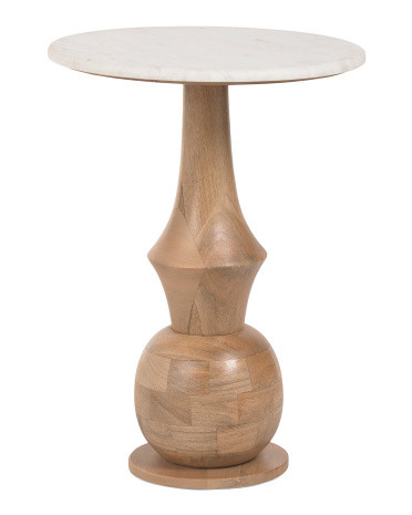 16x22 Marble Top Solid Wood Side Table | TJ Maxx