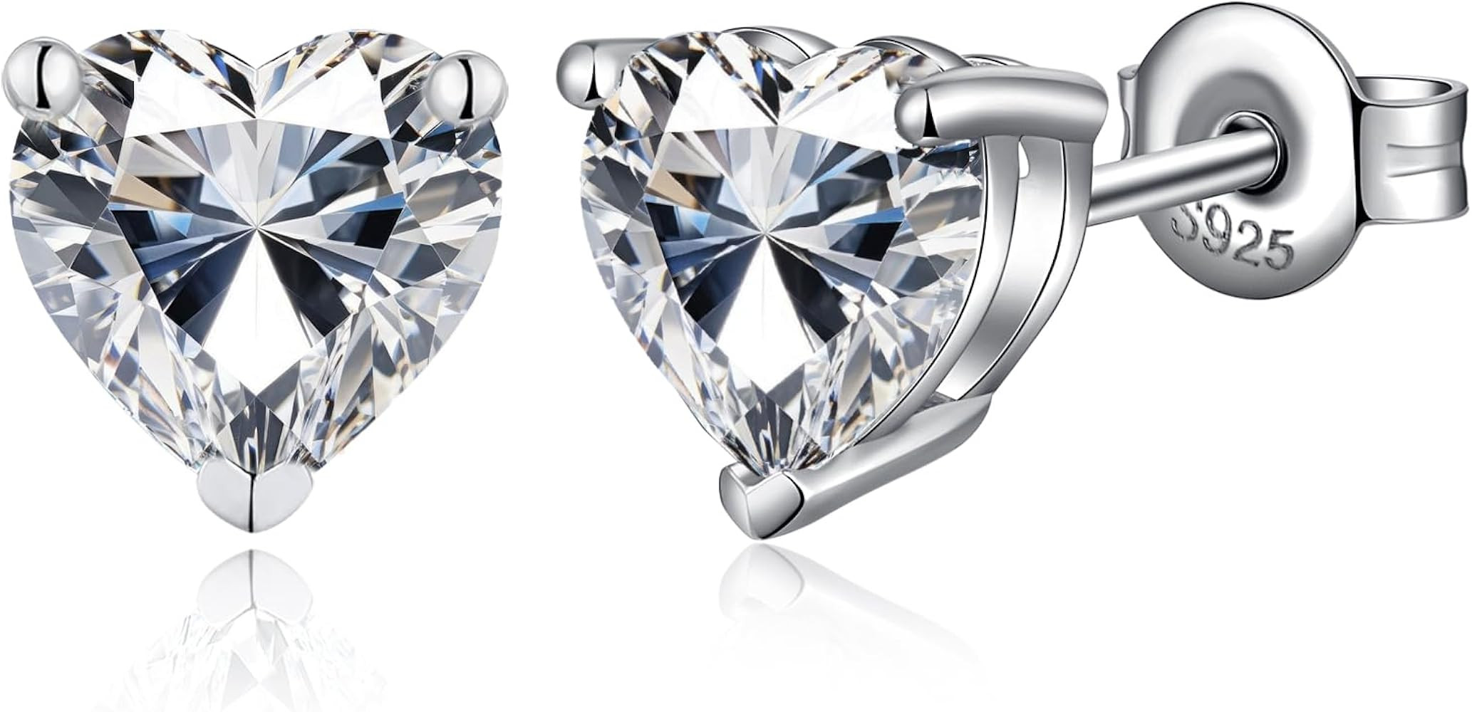 Brilliant Heart-cut/Oval-cut/Trillion-cut/Cushion-cut/Emerald-cut/Marquise-cut Stud, 925 Sterling... | Amazon (US)