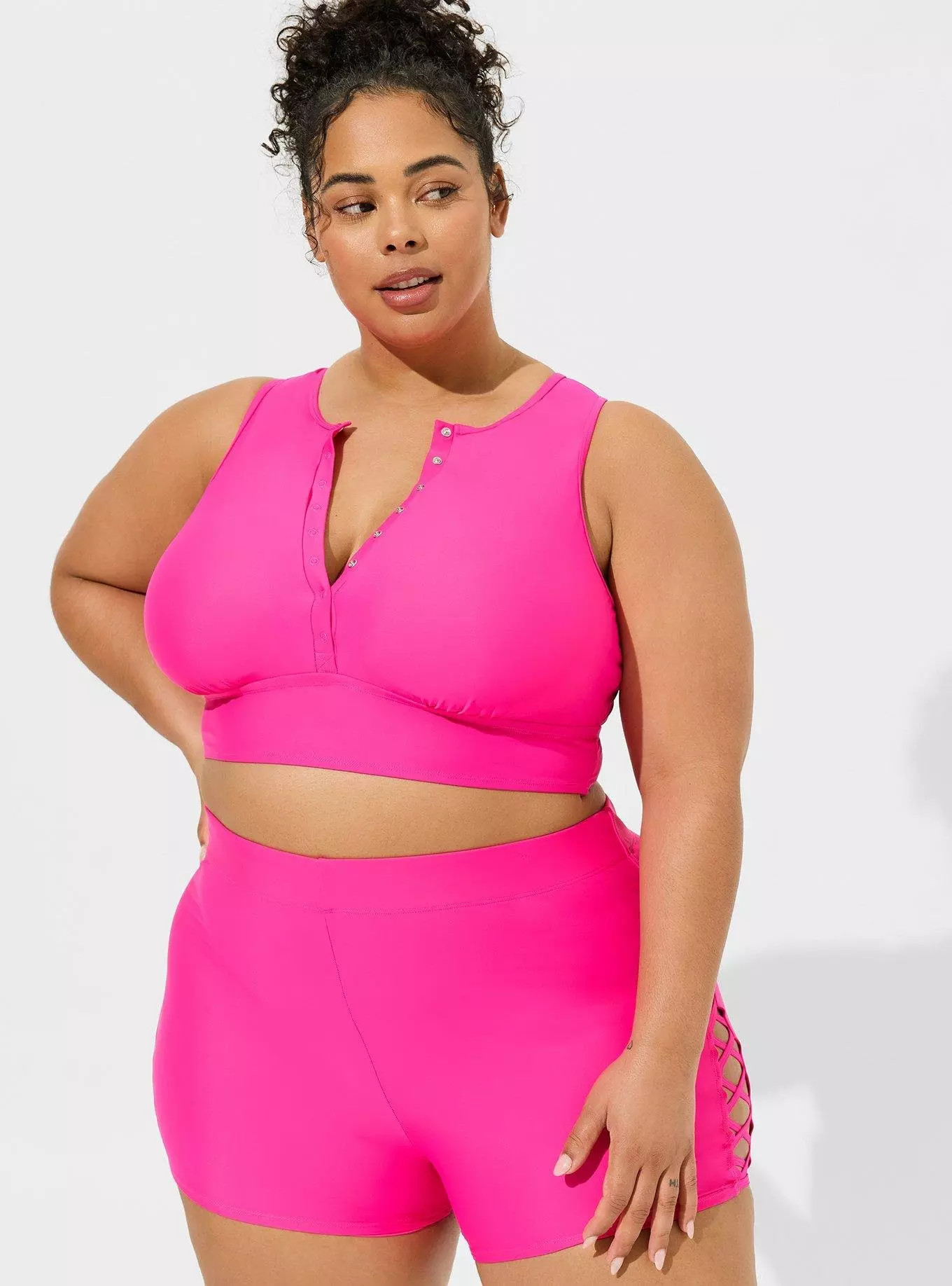High Rise Strappy Side 3.5 Inch Swim Short | Torrid (US & Canada)