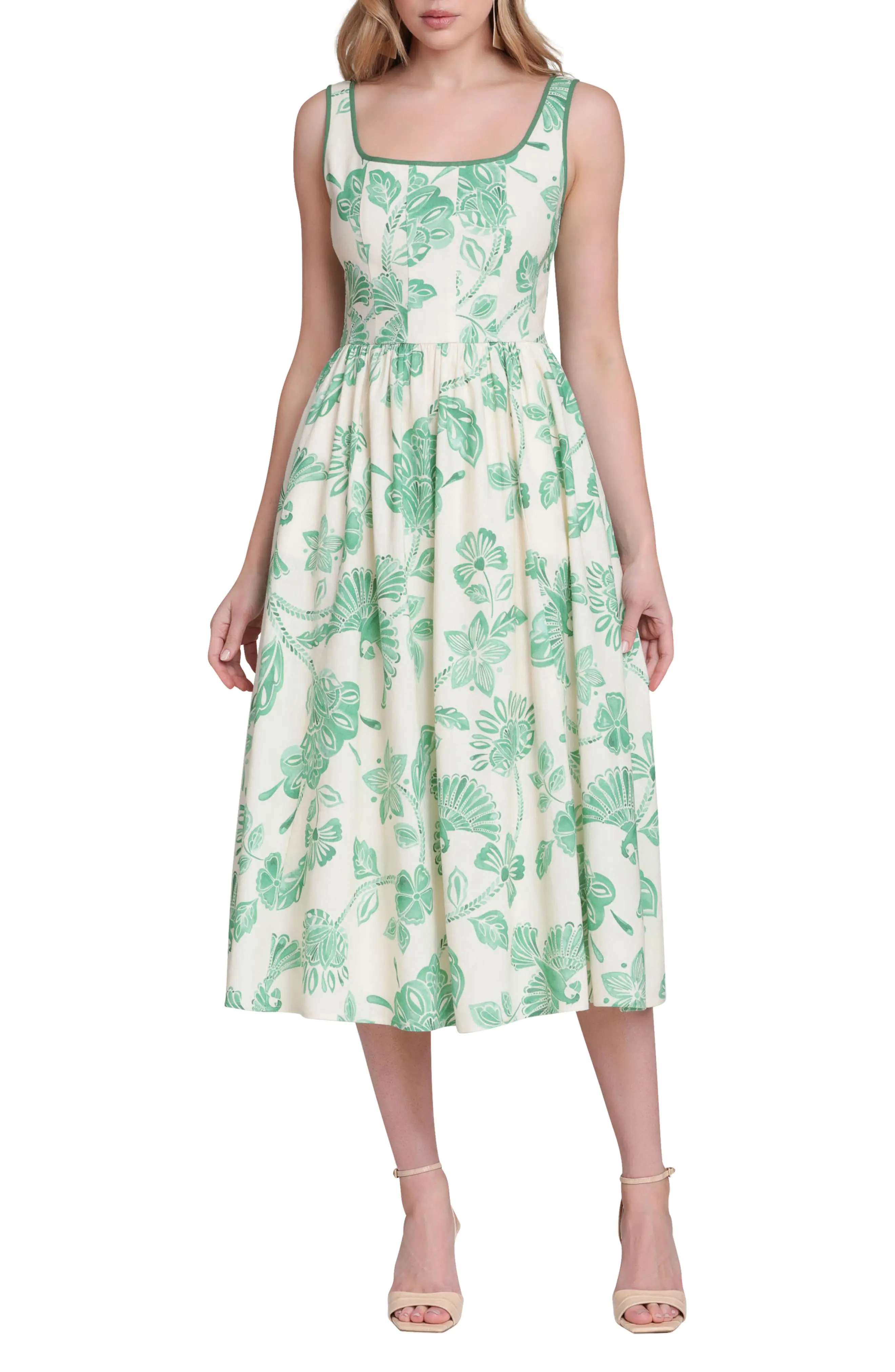 Floral Print Panel Midi Dress (Women) | Nordstrom | Nordstrom