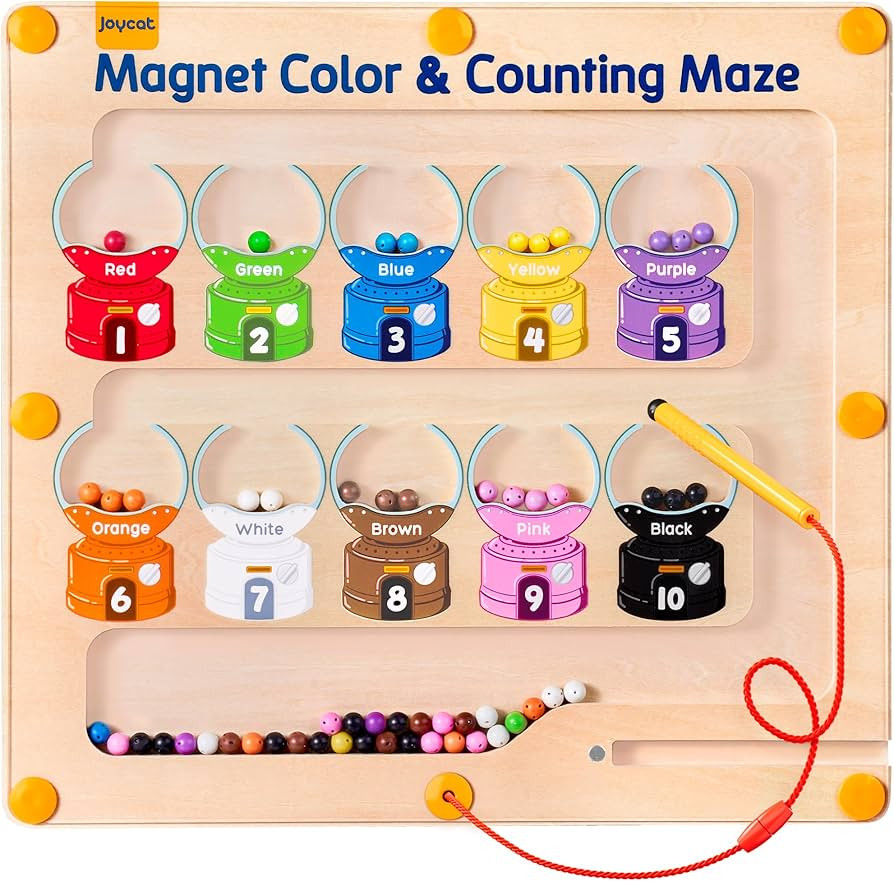 JoyCat Magnetic Color & Number Maze - Montessori Wooden Color Matching Learning Counting Puzzle B... | Amazon (US)