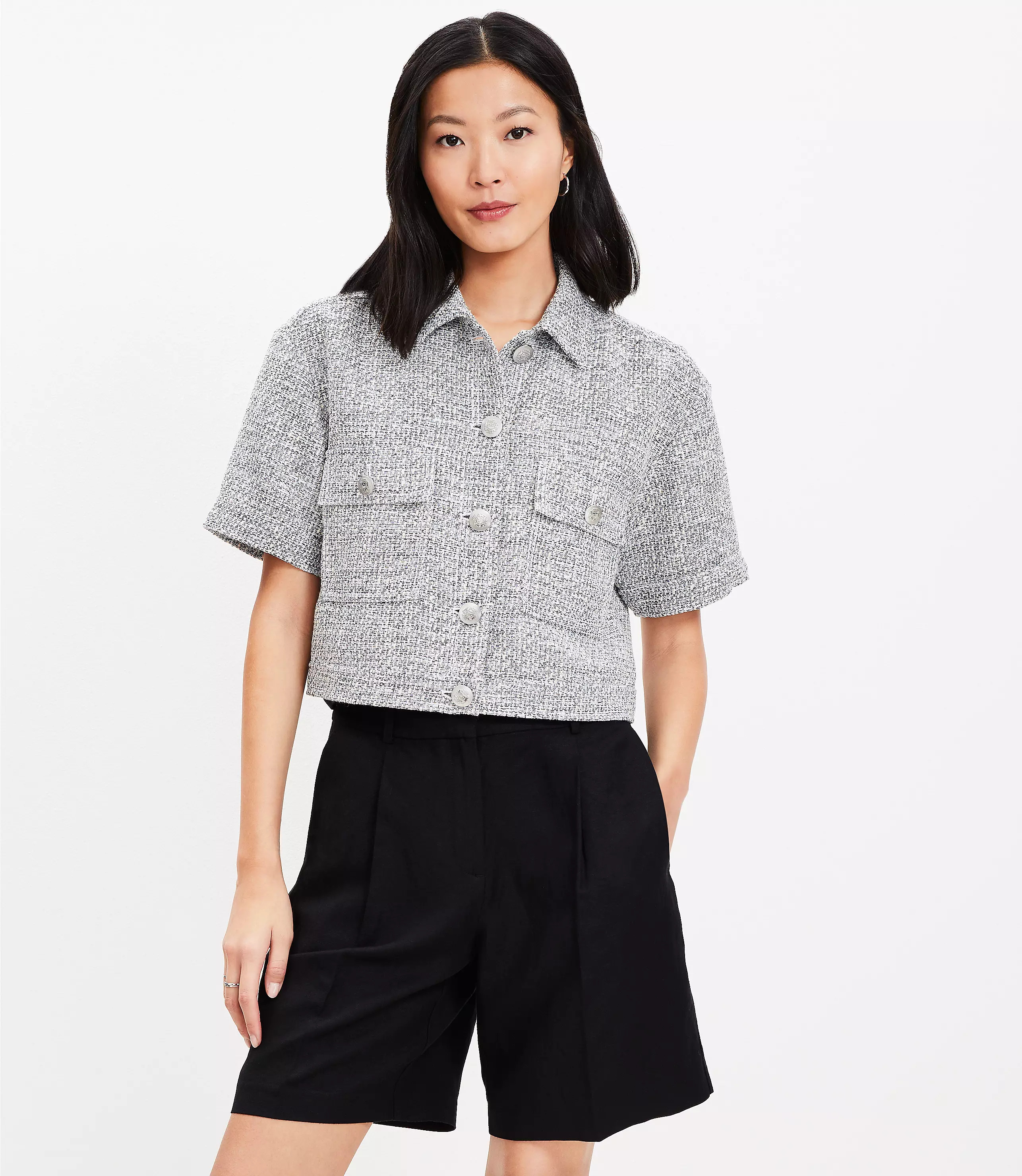 Tweed Short Sleeve Jacket | LOFT