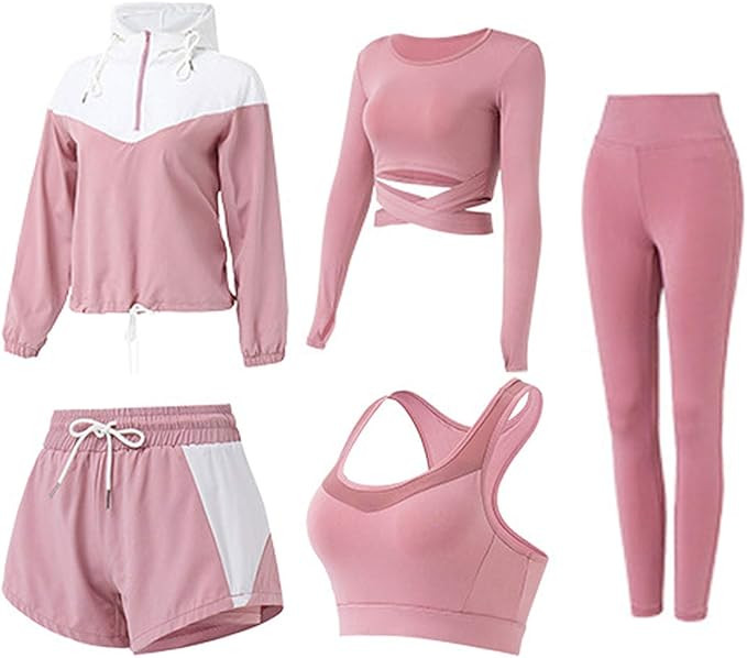 Workout Sets for Women 5 PCS Inmarces Yoga Outfits Activewear Tracksuit Sets | Amazon (US)