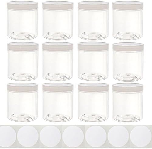 8oz Plastic Wide-Mouth Storage Jars (12 pack) - Large straight-sided clear empty refillable food-... | Amazon (US)
