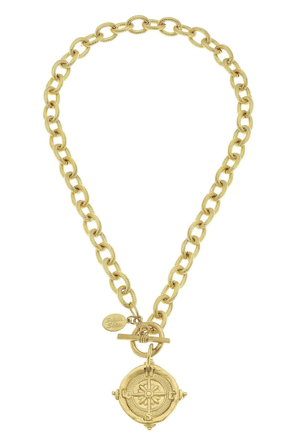 Susan Shaw Gold Compass Toggle Necklace | Social Threads