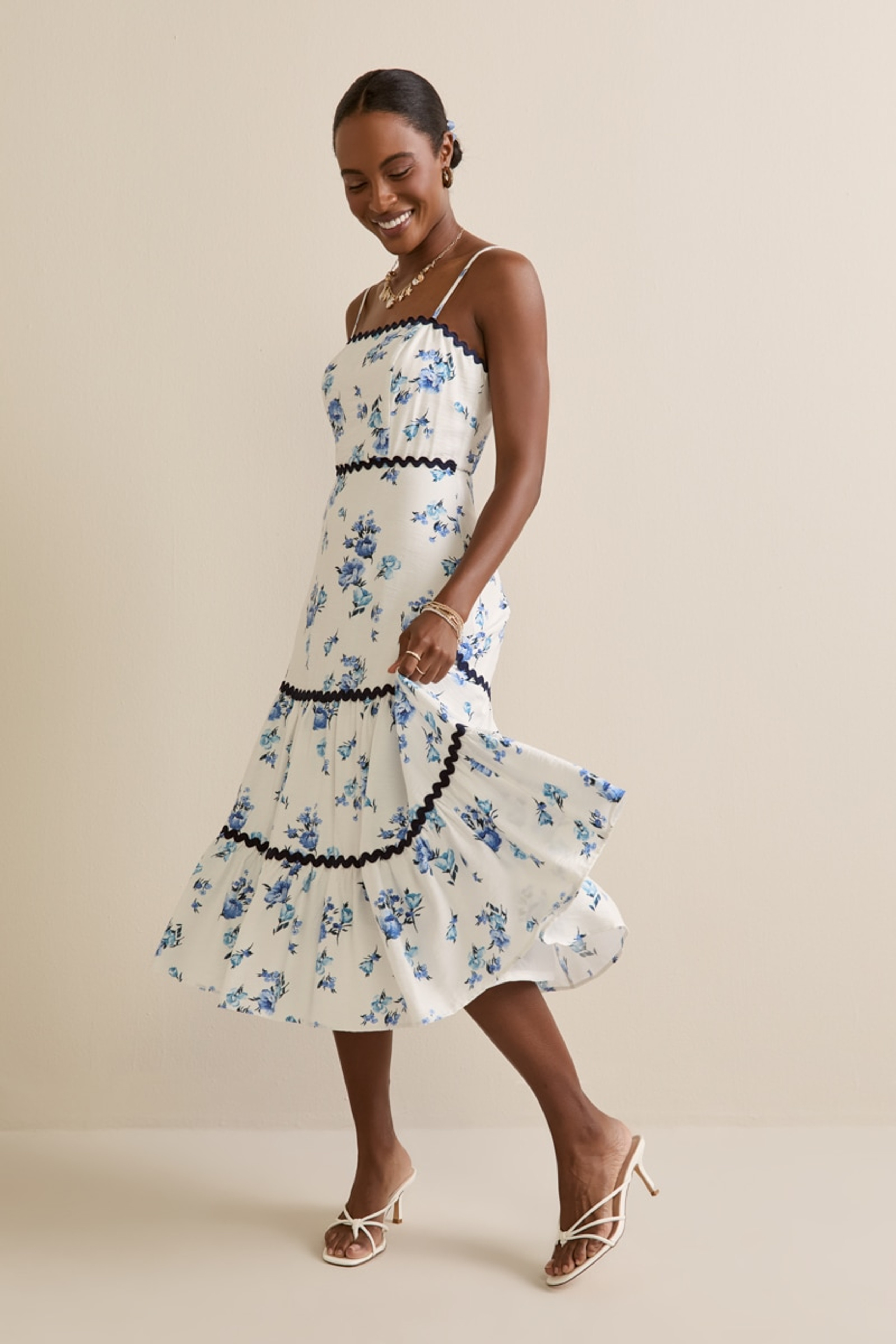 Rachael Ric Rac Floral Midi Dress | Francesca's