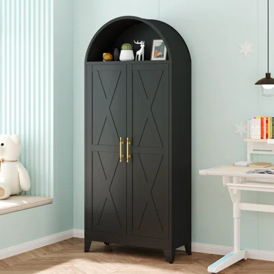 Metal Arced Storage Cabinet with Adjustable Shelves for Kitchen Pantry Living Room, Laundary Room | Wayfair North America