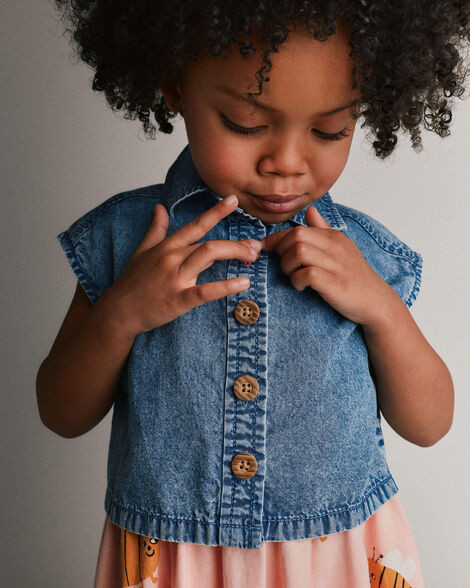 Toddler Girl Sleeveless Button-Down Top in Chambray | Carter's Inc