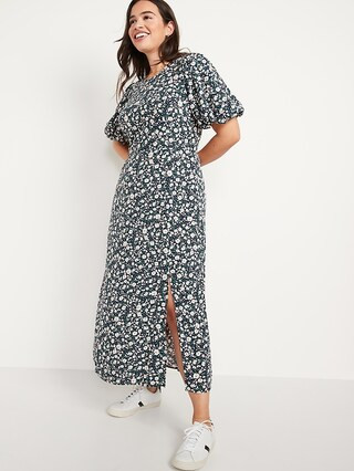 Puff-Sleeve Floral Maxi Shift Dress for Women | Old Navy (US)