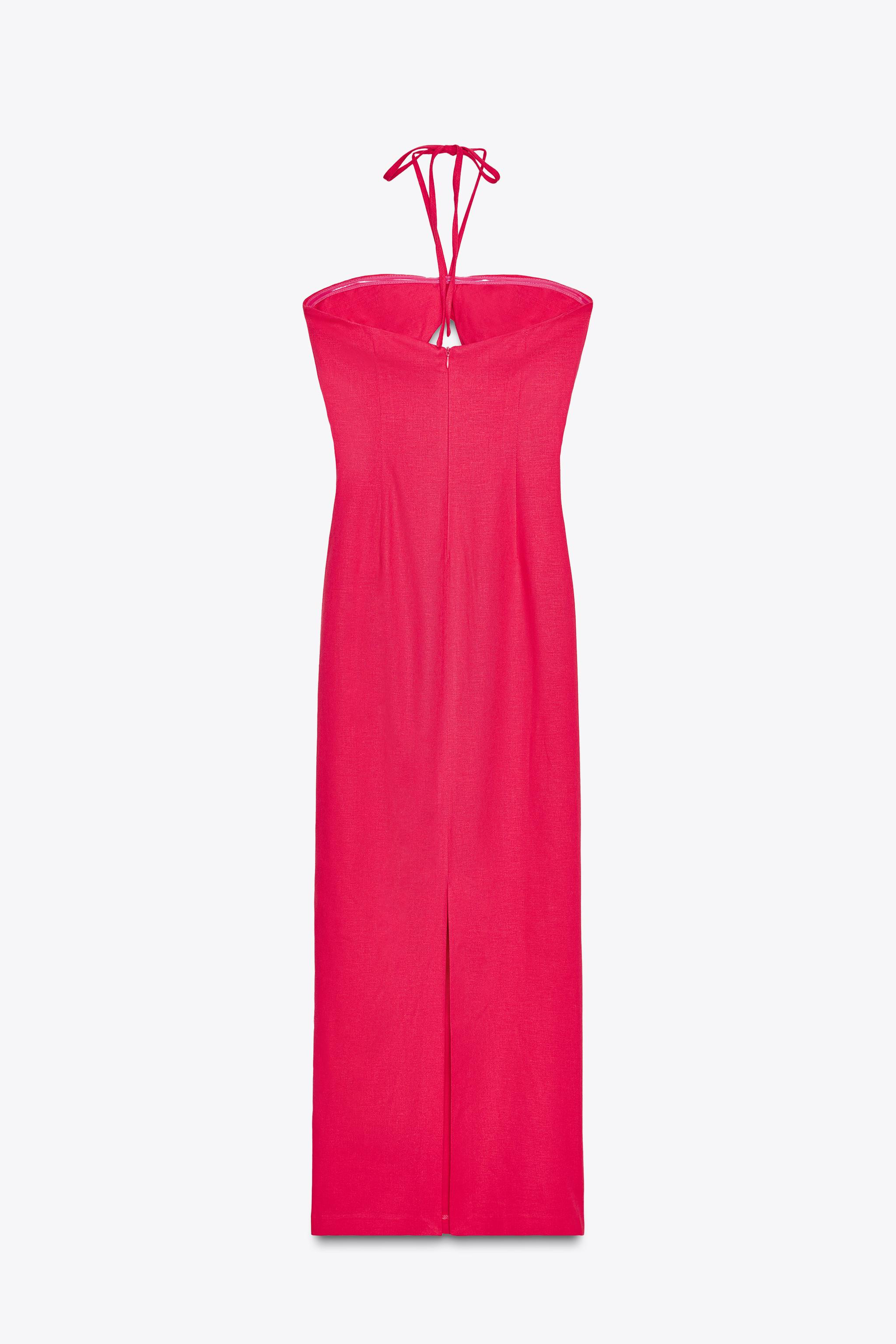 LINEN BLEND MIDI CUT-OUT DRESS | Zara UK
