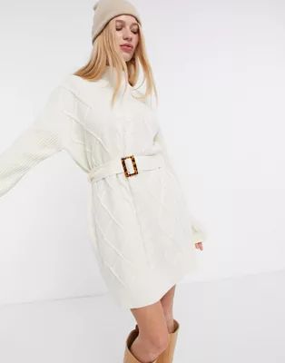 AX Paris cable knit sweater dress in white | ASOS (Global)