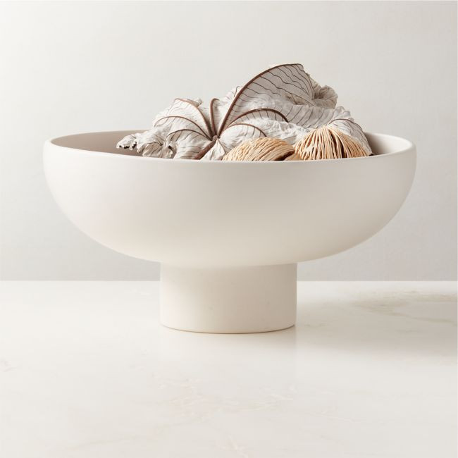 White Ceramic Pedestal Bowl | CB2