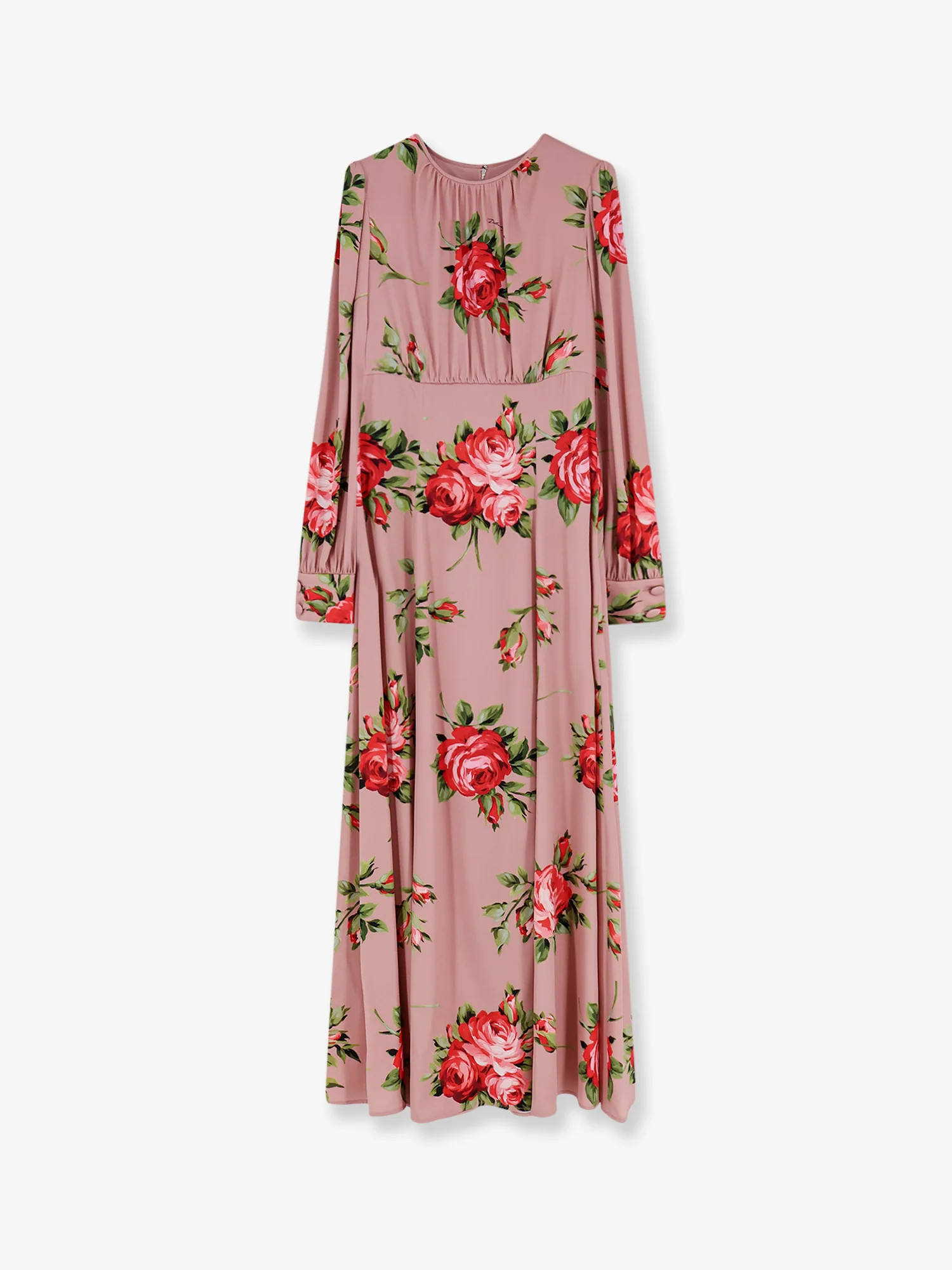 Long silk dress with Bouquet Rose print - DOLCE & GABBANA - gender_Woman | Nugnes 1920