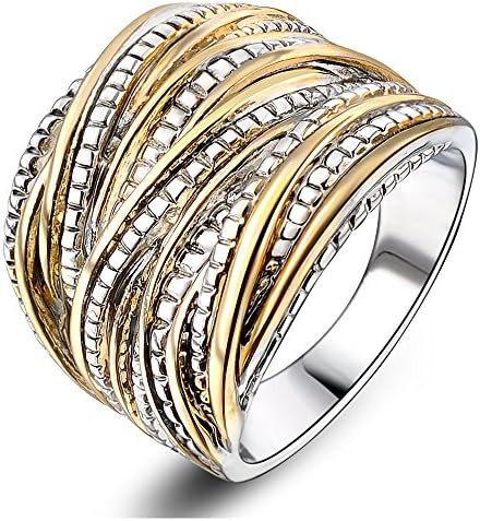 Mytys 2 Tone Intertwined Crossover Statement Ring Fashion Chunky Band Rings for Women Wide Index ... | Amazon (US)