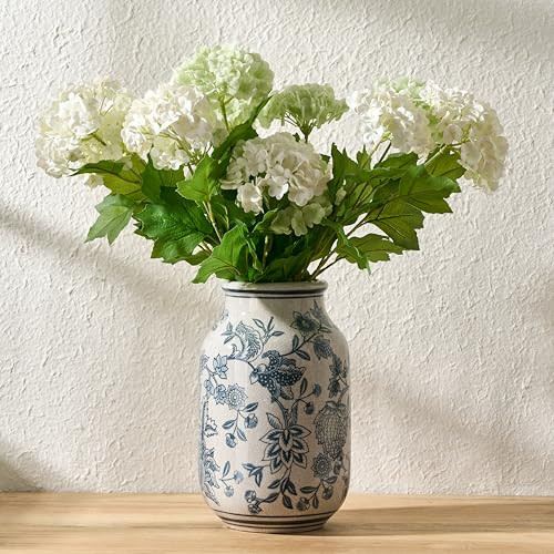 SIDUCAL Blue and White Vintage Vase, 9.4 Inch Ceramic Chinoiserie Floral Vase, Retro Ice Cracked Blue and White Porcelain for Home Decor Centerpieces, Living Room, Bookshelf, Office | Amazon (US)
