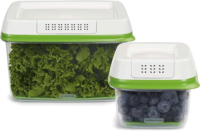 Rubbermaid 1920521 FreshWorks Produce Saver Food Storage Containers, 2-Piece Set, Green | Amazon (US)