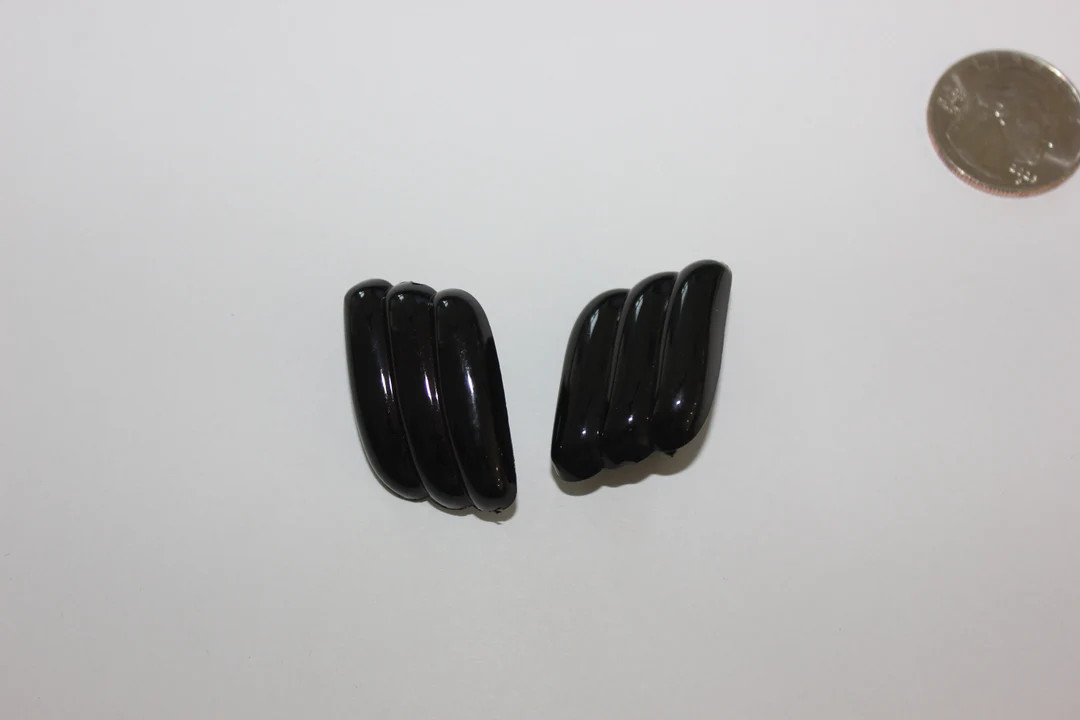 Vintage 80s Black Plastic Spanish Clip on Earrings - Etsy | Etsy (US)