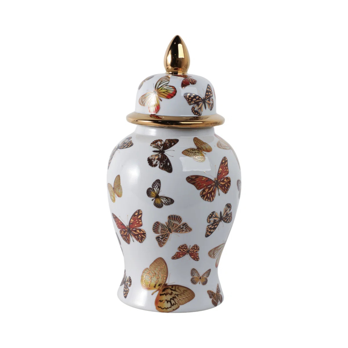 Gherghina Ceramic Butterfly Decorative Jar with Lid Elegant Accent Piece for Glam and Boho Decor. | Wayfair North America