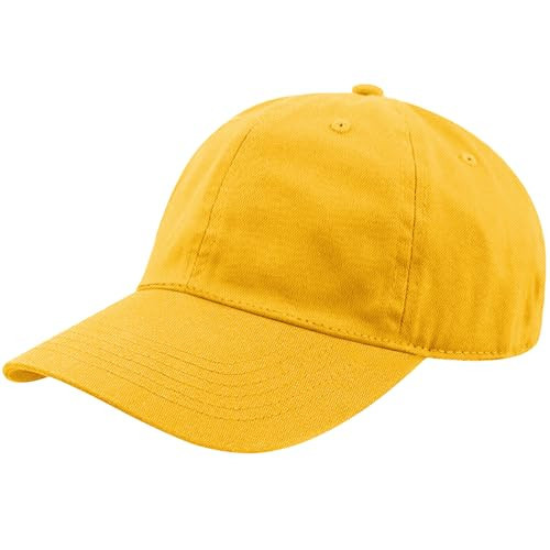 Unisex Classic Baseball Cap | Low Profile Soft Top Unstructured Cotton Baseball Cap | Adjustable Size Buckle for Women Men - Yellow | Amazon (US)