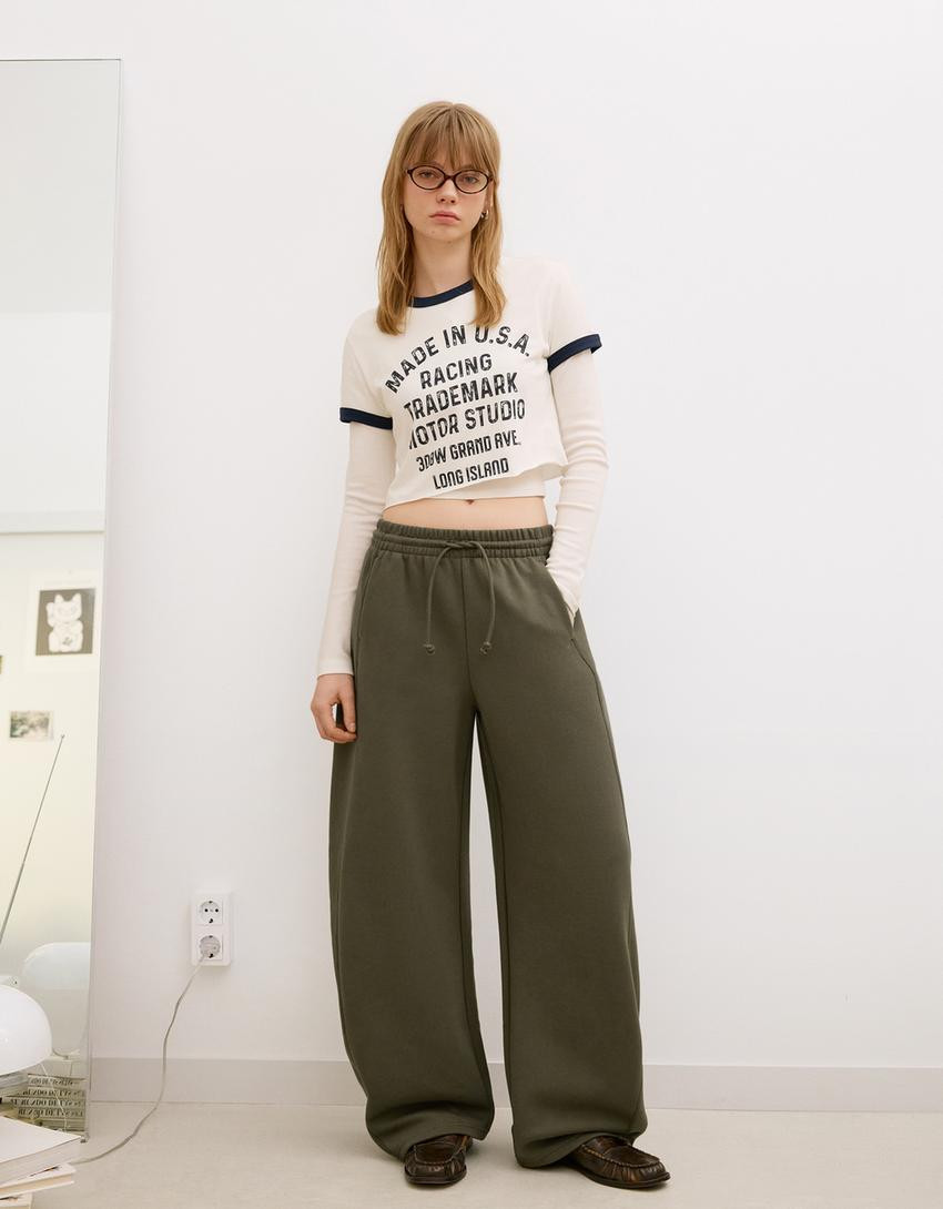Plush barrel trousers - Trousers - Women | Bershka GB