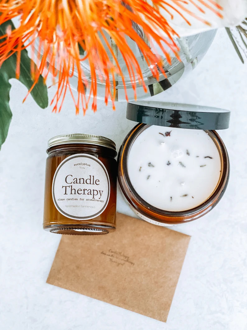 CandleTherapy - clean soy wax candle for aromatherapy w/ crystal option - organic essential oils,... | Etsy (US)