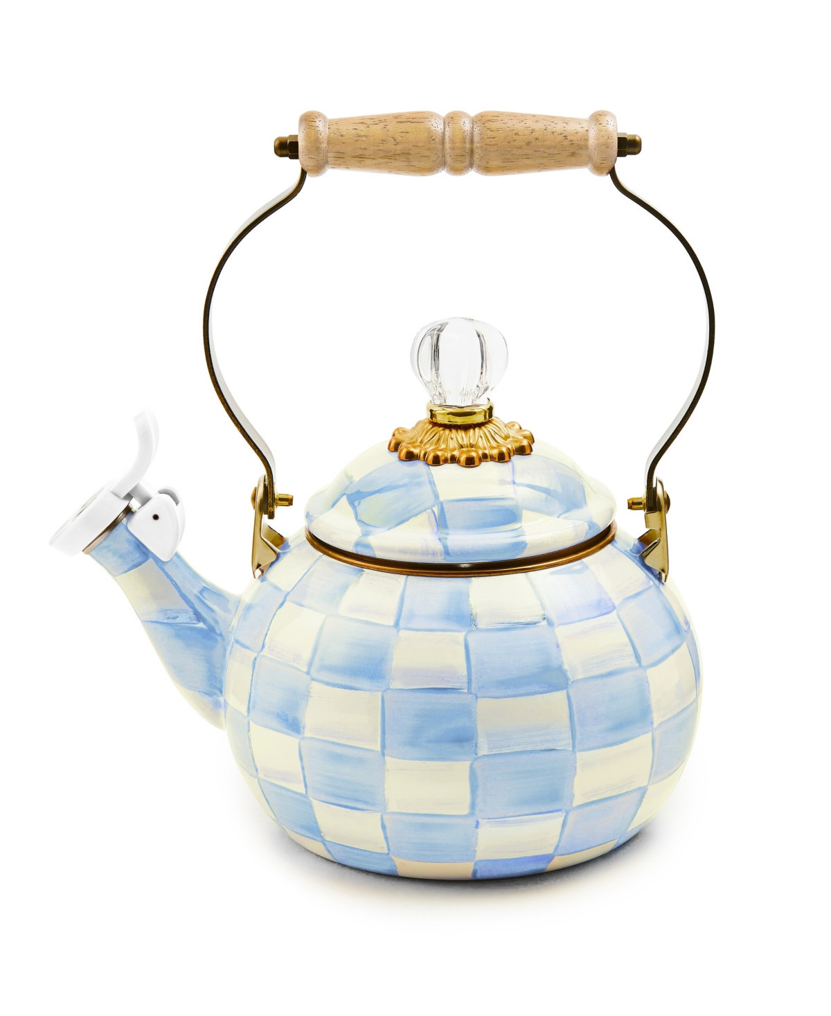 MacKenzie-Childs Check Whistling Tea Kettle - Sky Blue | Macy's