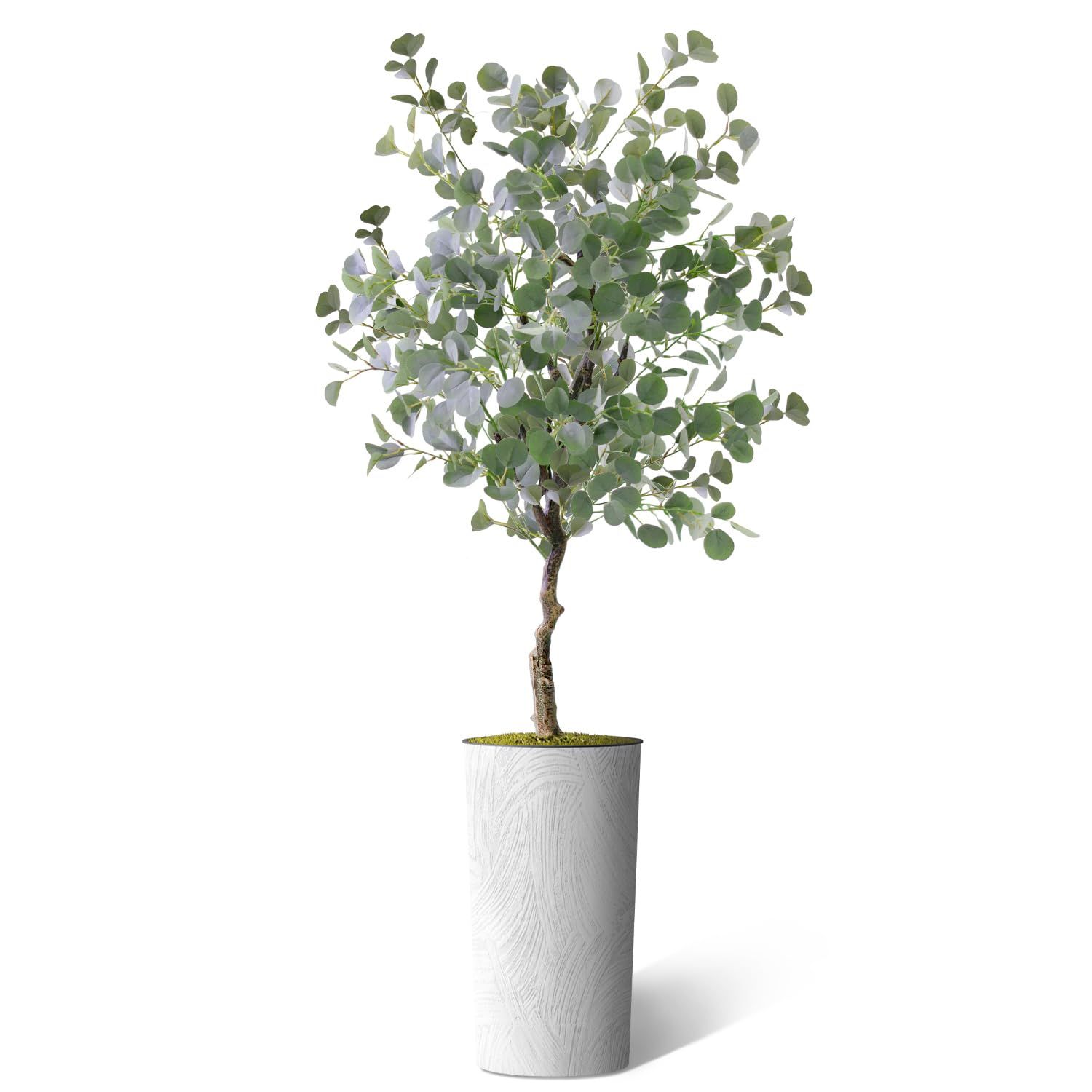 Artificial Tree in White Marble Effect Planter, Fake Eucalyptus Silk Tree for Indoor and Outdoor ... | Amazon (US)