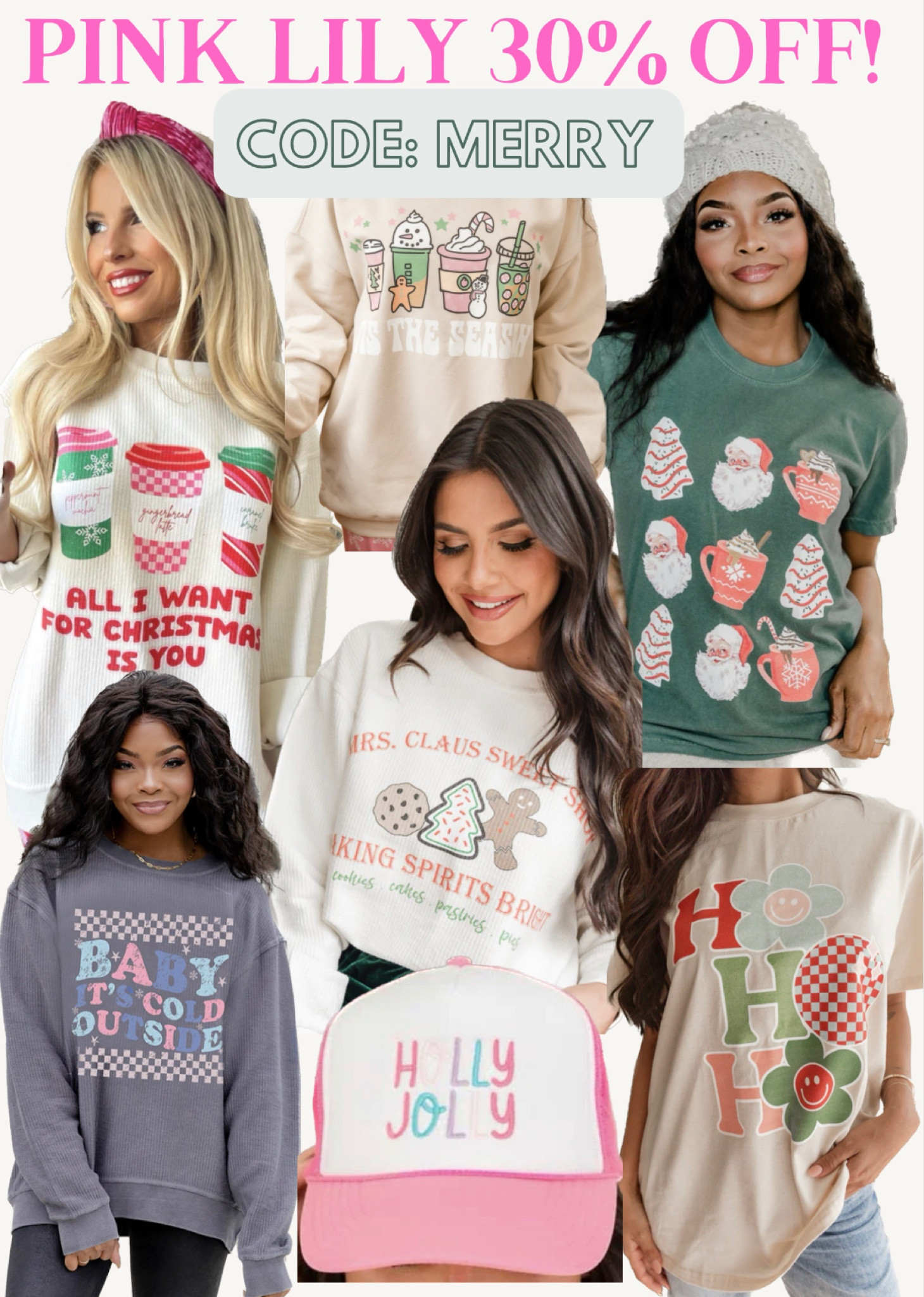 The cutest Pink Lily holiday graphics 30% off with code MERRY!! Tons more super cute options! 

#LTKstyletip #LTKHoliday #LTKsalealert