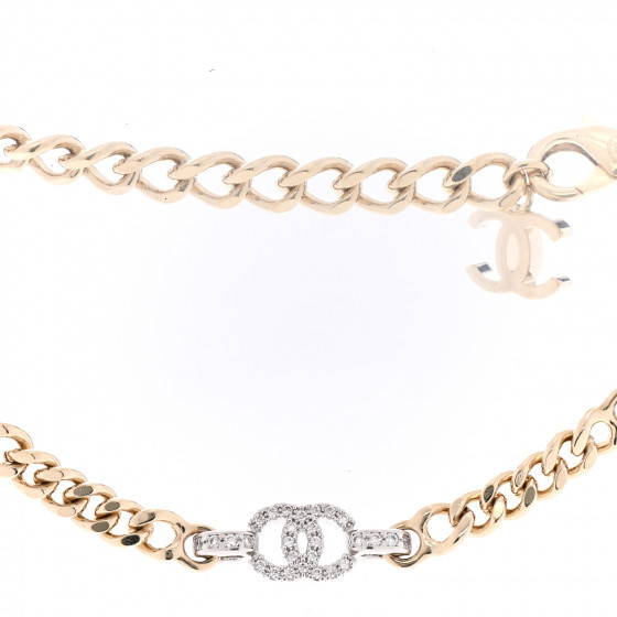 CHANEL Crystal CC Chain Links Choker Necklace Gold | FASHIONPHILE (US)