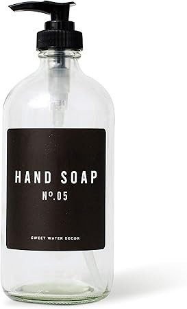 Clear Glass Jar Soap Dispenser | Hand Soap Label | 16 oz Refillable Soap Bottles with Pump | Farm... | Amazon (US)