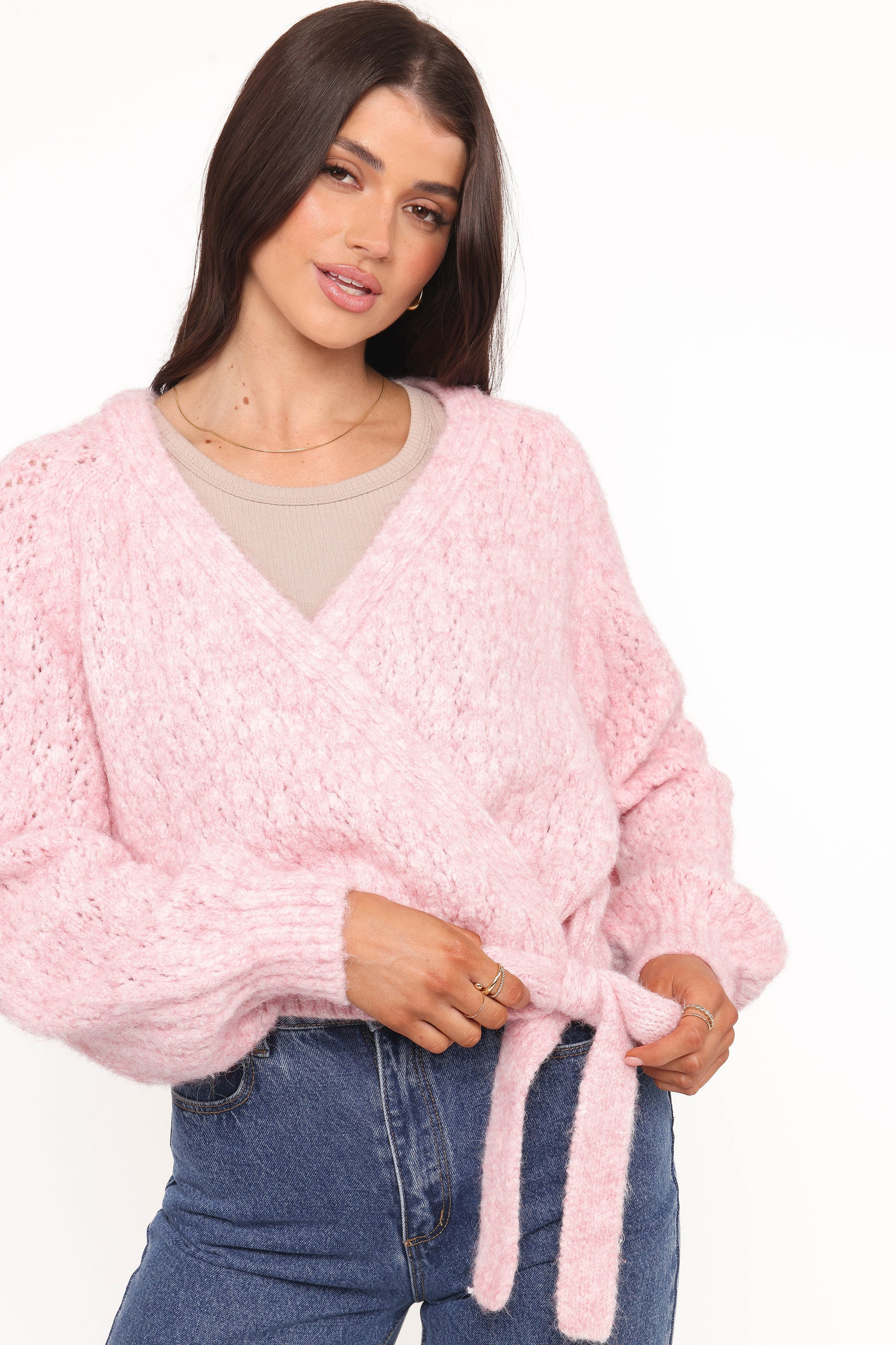 Etta Ballet Wrap Knit Sweater - Pink | Petal & Pup (US)