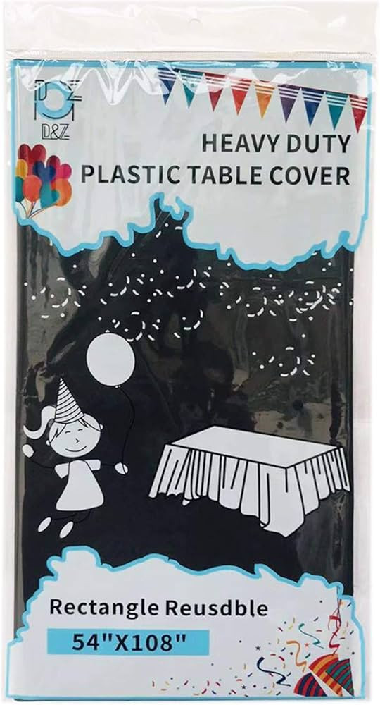 D&Z 6 Pack Black Plastic Tablecloth 54" x 108" Rectangle Table Cloth Disposable Table Cover for I... | Amazon (US)