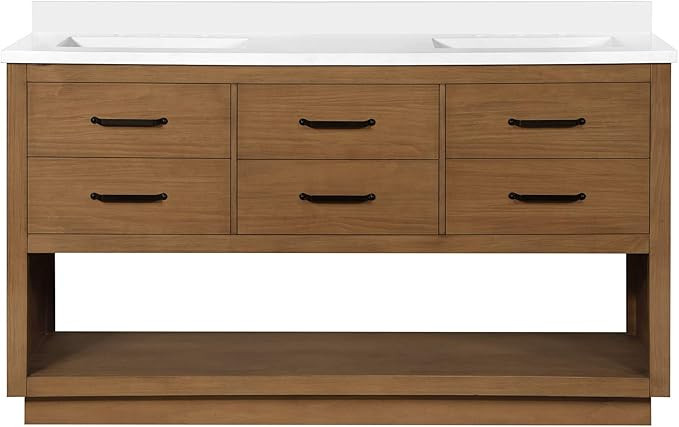 Ove Decors Carran 60" Double Undermount Sink Bathroom Vanity with Cultured Marble Countertop, Pre... | Amazon (US)