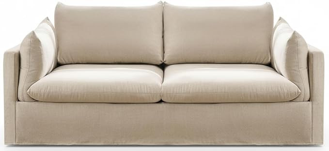 Amazon.com: Utilbery Modern Slipcover 3-Seater Sofa, 81.3 inch Living Room Couch, Beige Linen Fab... | Amazon (US)