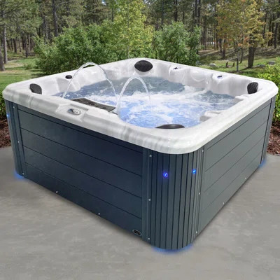 Insight 7-Person 34-Jet, 86-Port Acrylic Non-Lounger Hot Tub Spa, Stainless Steel Heater with Ozonator, LED Lighting, LED Ice Bucket and Insulated Cov | Wayfair North America