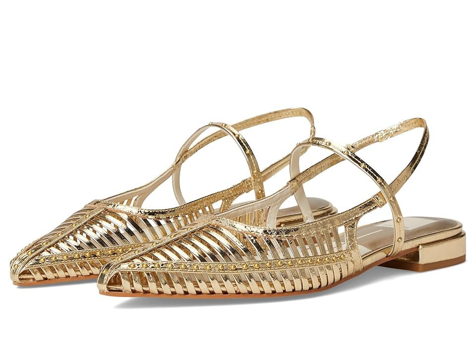 Dolce Vita Phinly Women's Flat Shoes Gold Distressed Leather : 8 M, Rubber | Zappos