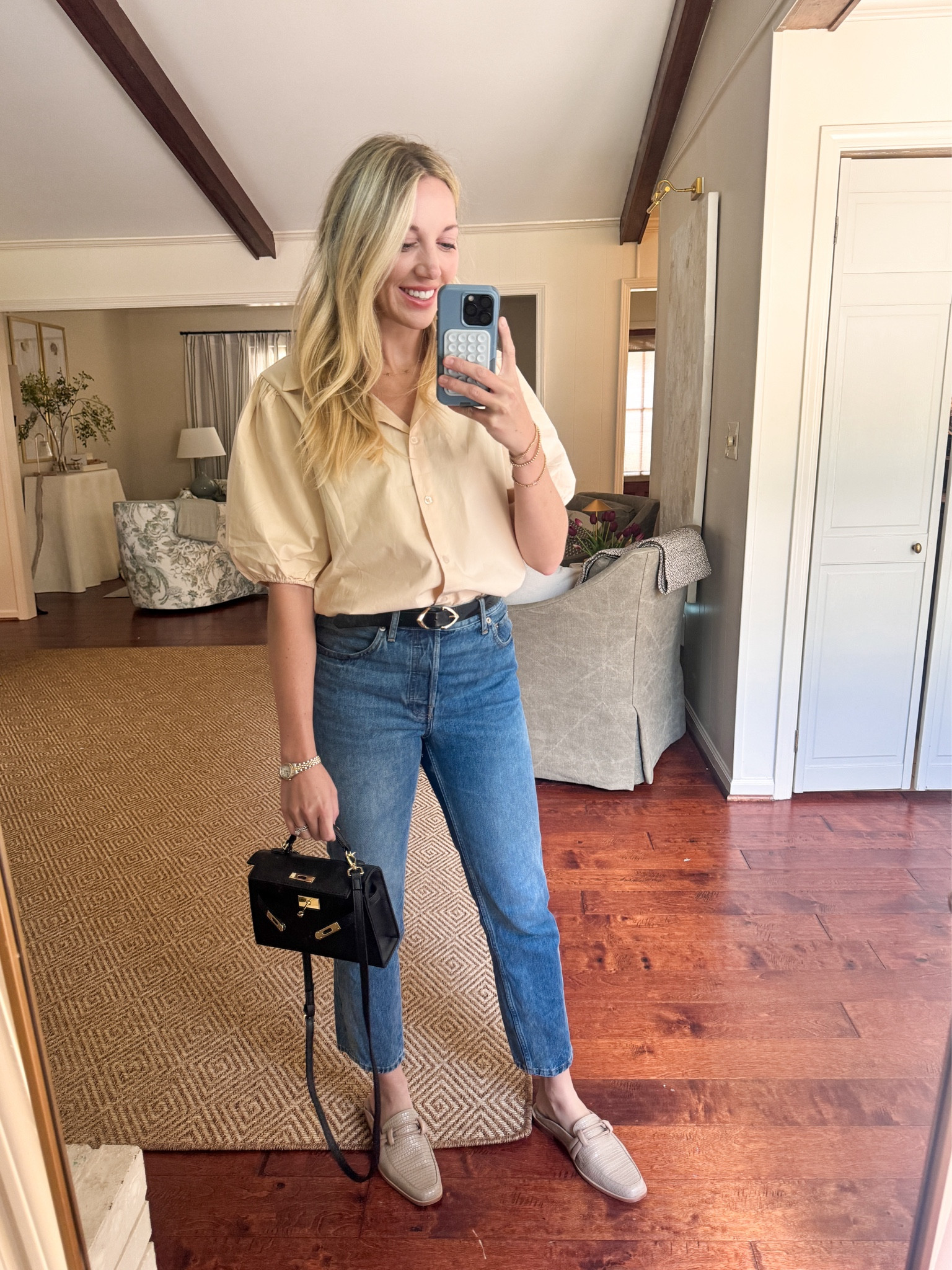 Wearing small in top! Love this puff sleep button down from Amazon. Comes in a ton of colors. This is the beige  

#LTKFallSale #LTKFindsUnder50 #LTKSeasonal