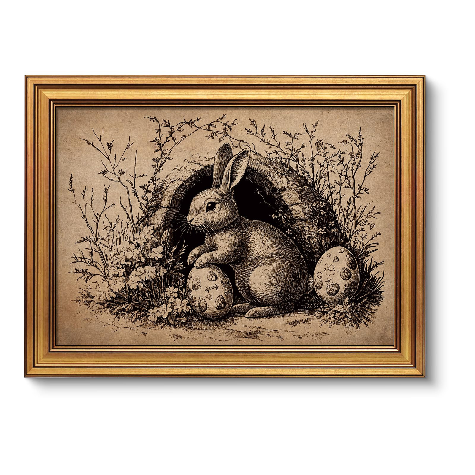 VIYYIEA Framed Easter Wall Art for Living Room,Easter Bunny Wall Art Decor Egg,Canvas Prints,Vint... | Amazon (US)
