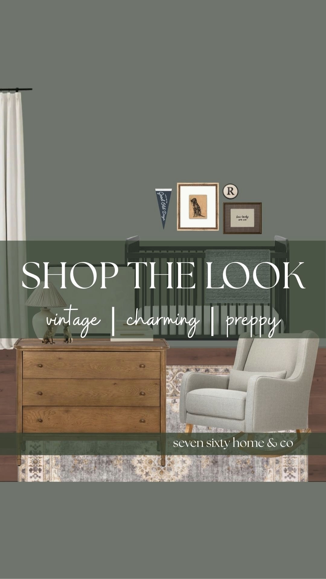 A calm, timeless nursery design with warm wood vintage inspired furniture and soft neutral layers. This nursery features a classic crib, cozy upholstered rocker, a neutral 8x10 washable area rug, and simple wall art to create a space that feels peaceful, collected, and designed to grow with your child. Ideal for modern transitional nurseries, gender neutral nurseries, and small nursery layouts that prioritize warmth and longevity over trends. All pieces are linked for easy styling and thoughtful, functional design 

 #LTKHome #LTKBaby