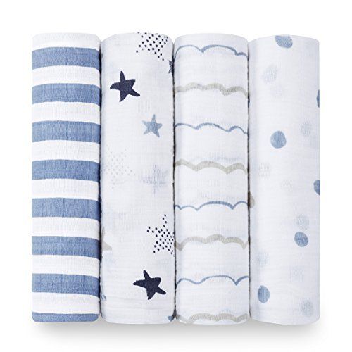 aden + anais Classic Swaddle Baby Blanket, 100% Cotton Muslin, Large 47 X 47 inch, 4 Pack, Rock S... | Amazon (US)