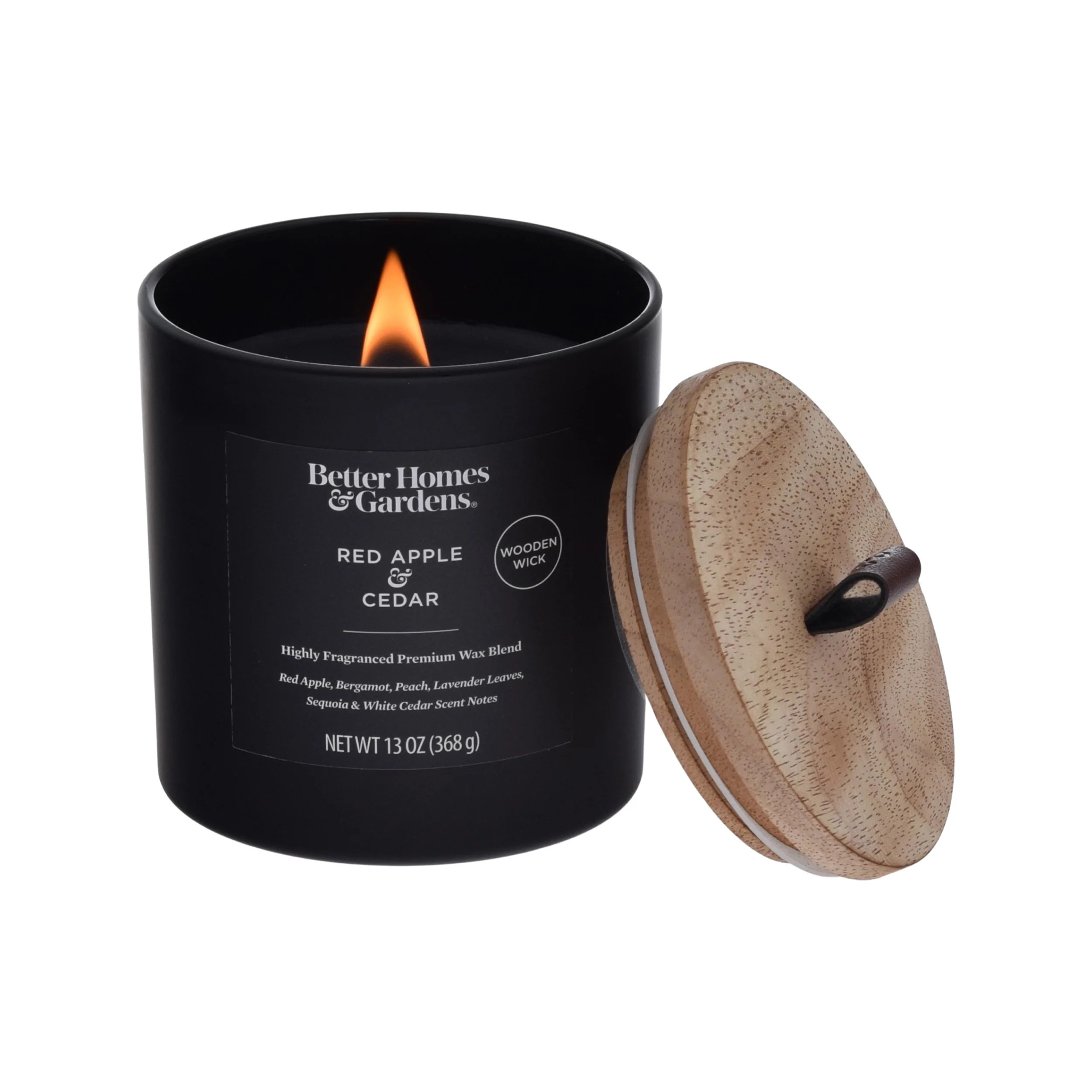 Better Homes & Gardens 13oz Red Apple & Cedar Scented Wooden Wick Jar Candle - Walmart.com | Walmart (US)