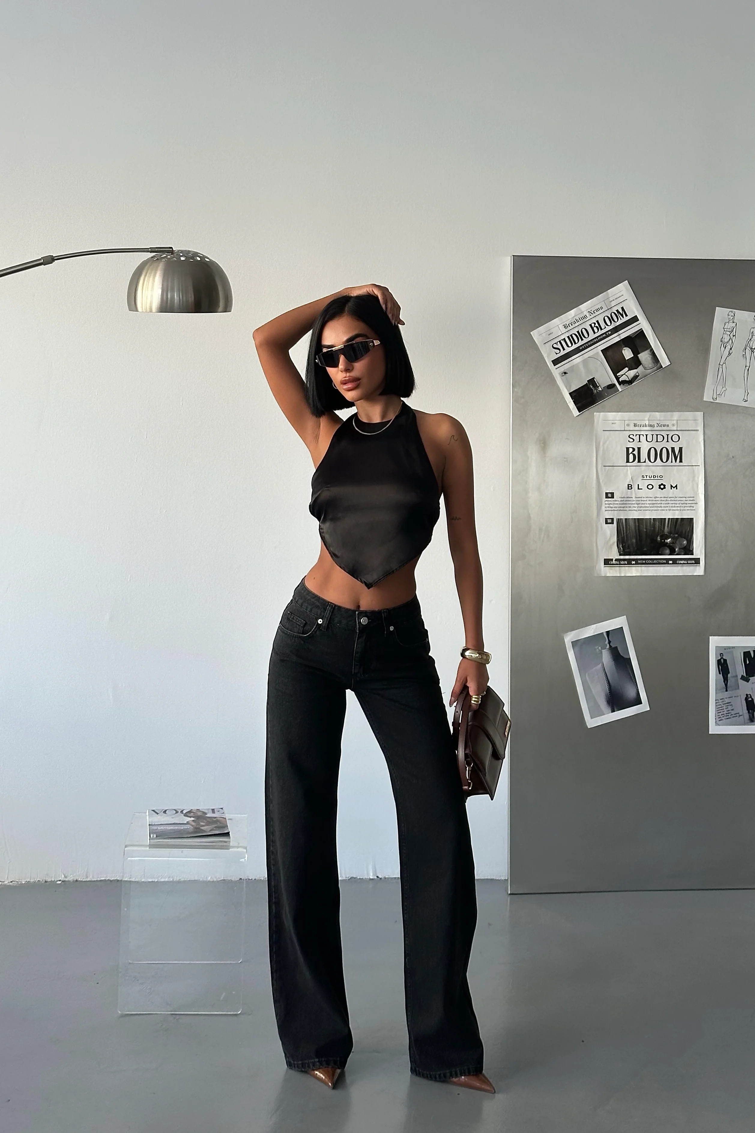 Black Wide Leg Jeans \u2013 Mid Rise 100% Cotton Denim | PIRAL | PIRAL