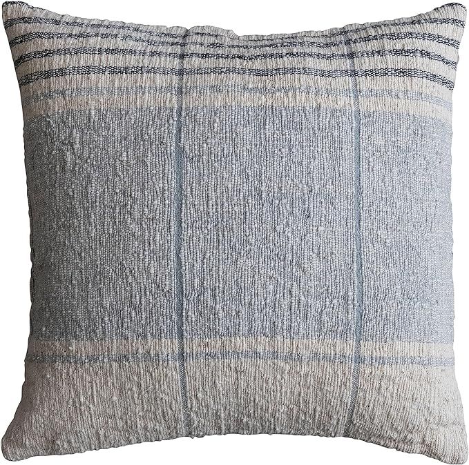 Creative Co-Op 20 Inches Square Woven Cotton Slub Stripes, Multicolored Pillow, Blue | Amazon (US)