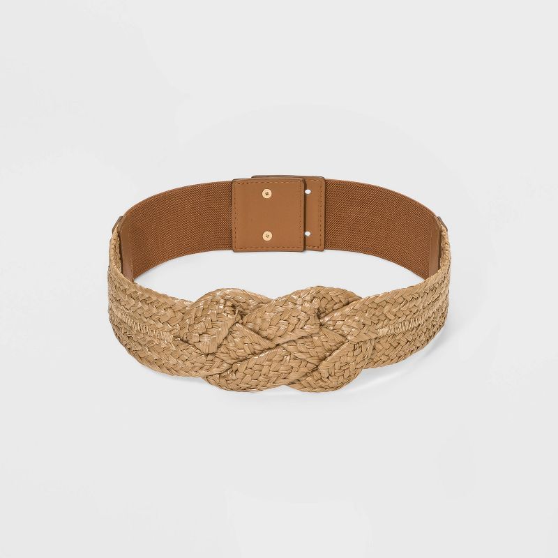 Women's Straw Knot with Stretch Back Belt - A New Day™ Natural | Target