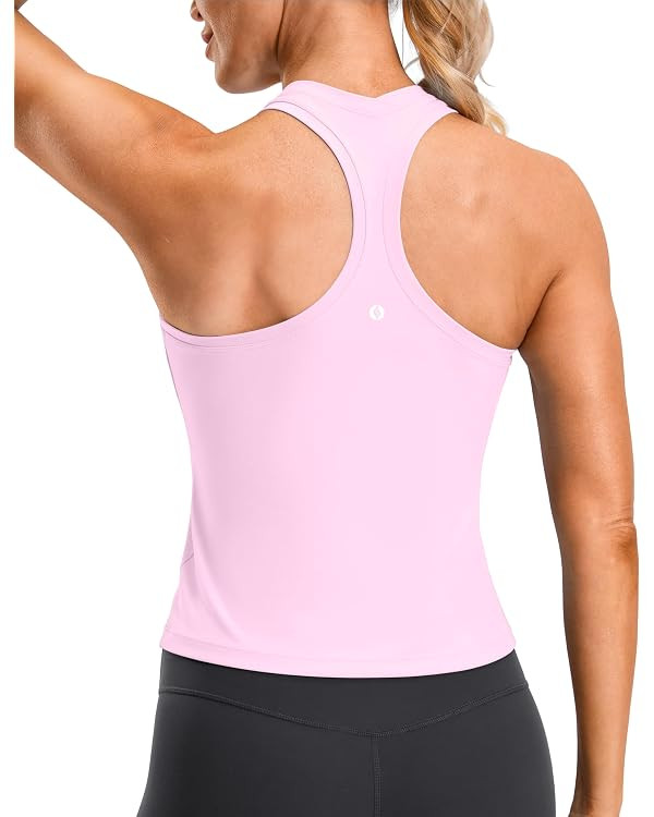 SANTINY Workout Tank Tops for Women Racerback Yoga Gym Tennis Running Athletic Tops Scoop Neck Ti... | Amazon (US)