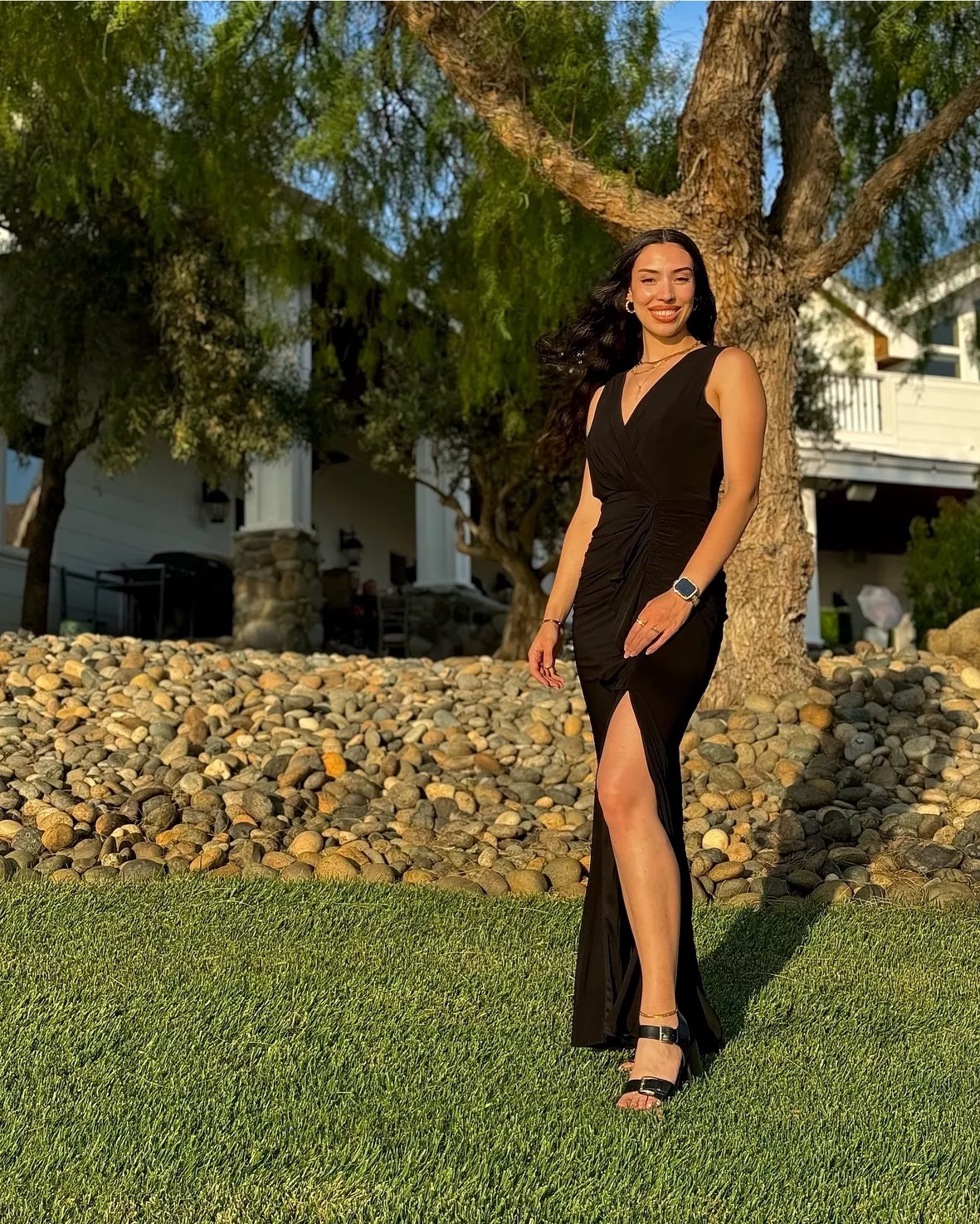 gold dress black heels Styling platform with a little dress #lbd #outfitideas #ootd and upscale events White Dress Gold Heels Black