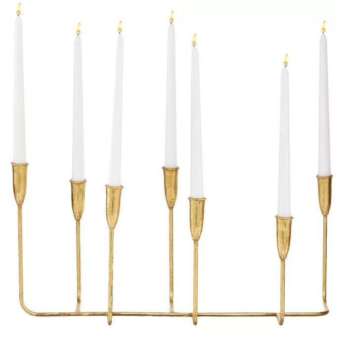 10" x 20" Abstract Metal Tapered Candle Holder Gold - Olivia & May | Target
