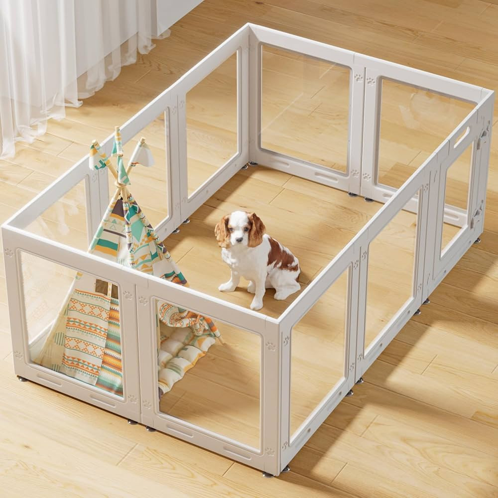 Clear Acrylic Dog Playpen with Door,23.6" Puppy Playpen,Easy Assemble Pet Fence,10-Panel for Pupp... | Amazon (US)