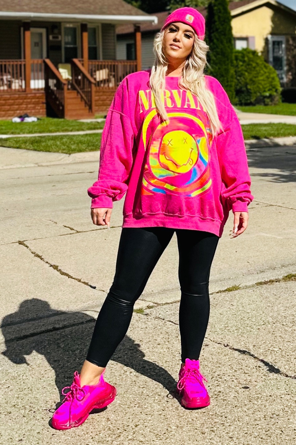 Nirvana smile sweatshirt (m/L)styled with the Spanx Leggings smooth as butter and pink Balenciaga Shoes !
@liketoknow.it 

#LTKstyletip #LTKbeauty #LTKshoecrush