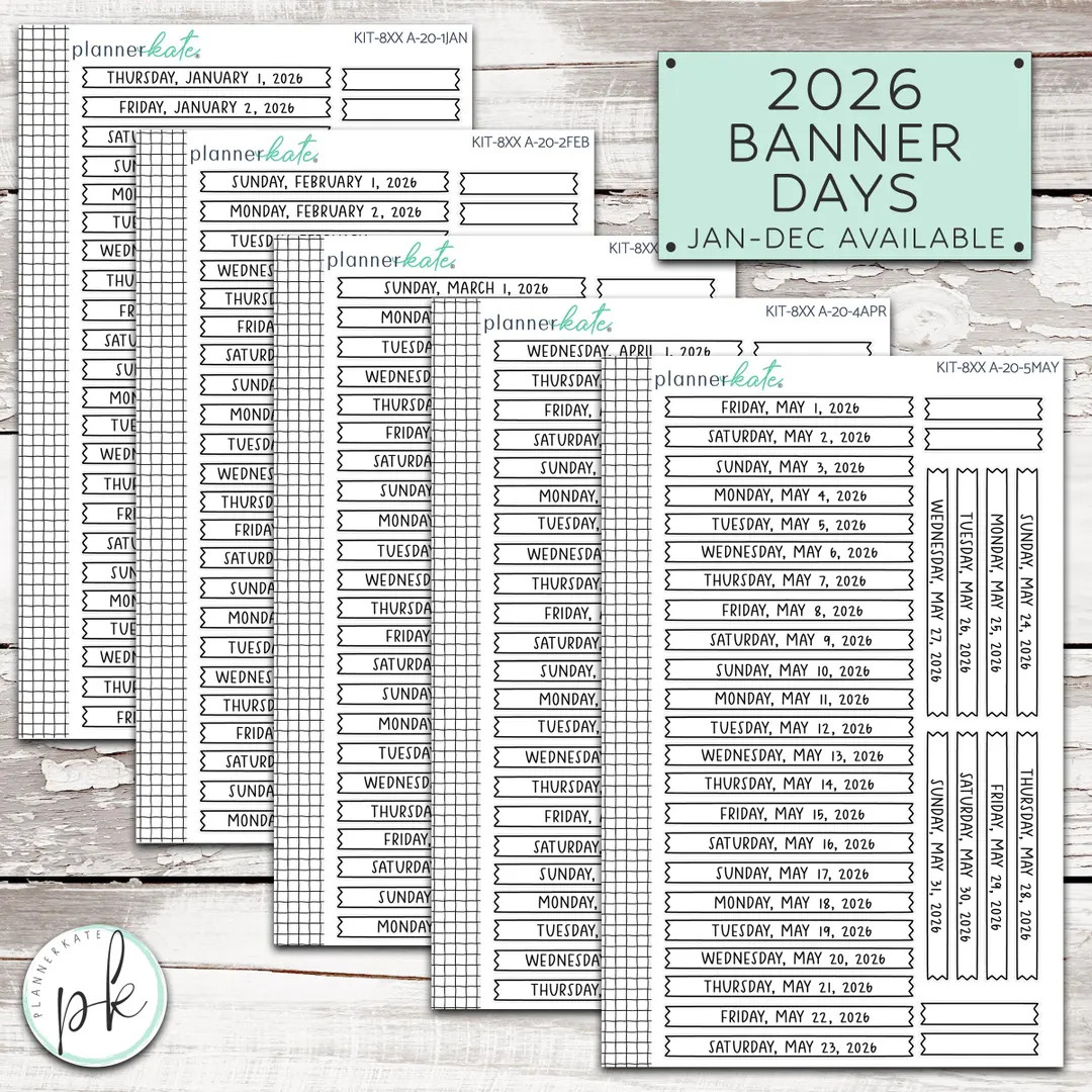 KIT-8XX A-20 2026 Banner Days (jan-dec Available) - Etsy | Etsy (US)